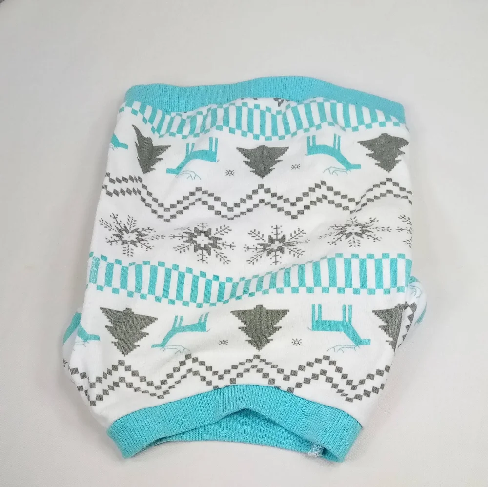 Blue White Dog Christmas Holiday Shirt Sz Small